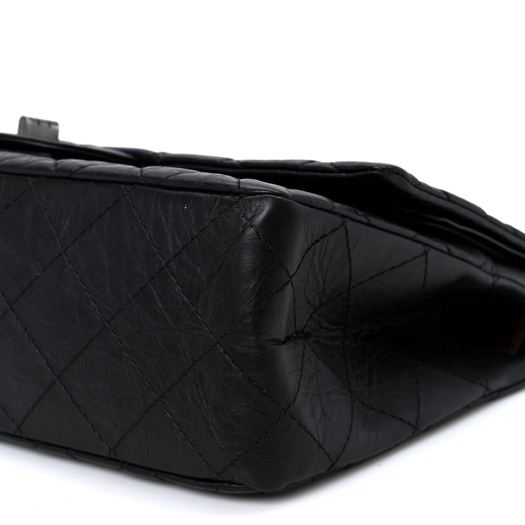 Aged Calfskin Quilted 2.55 Reissue 227 Flap Black