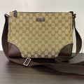 Gucci GG Canvas Messenger Bag Beige Shoulder Vintage Auth LB120847