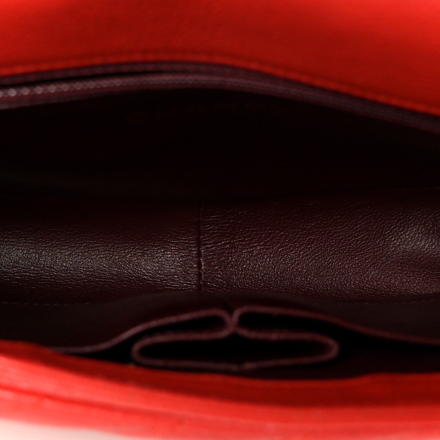 Shiny Goatskin Diagonal Quilted Medium Flap Red
