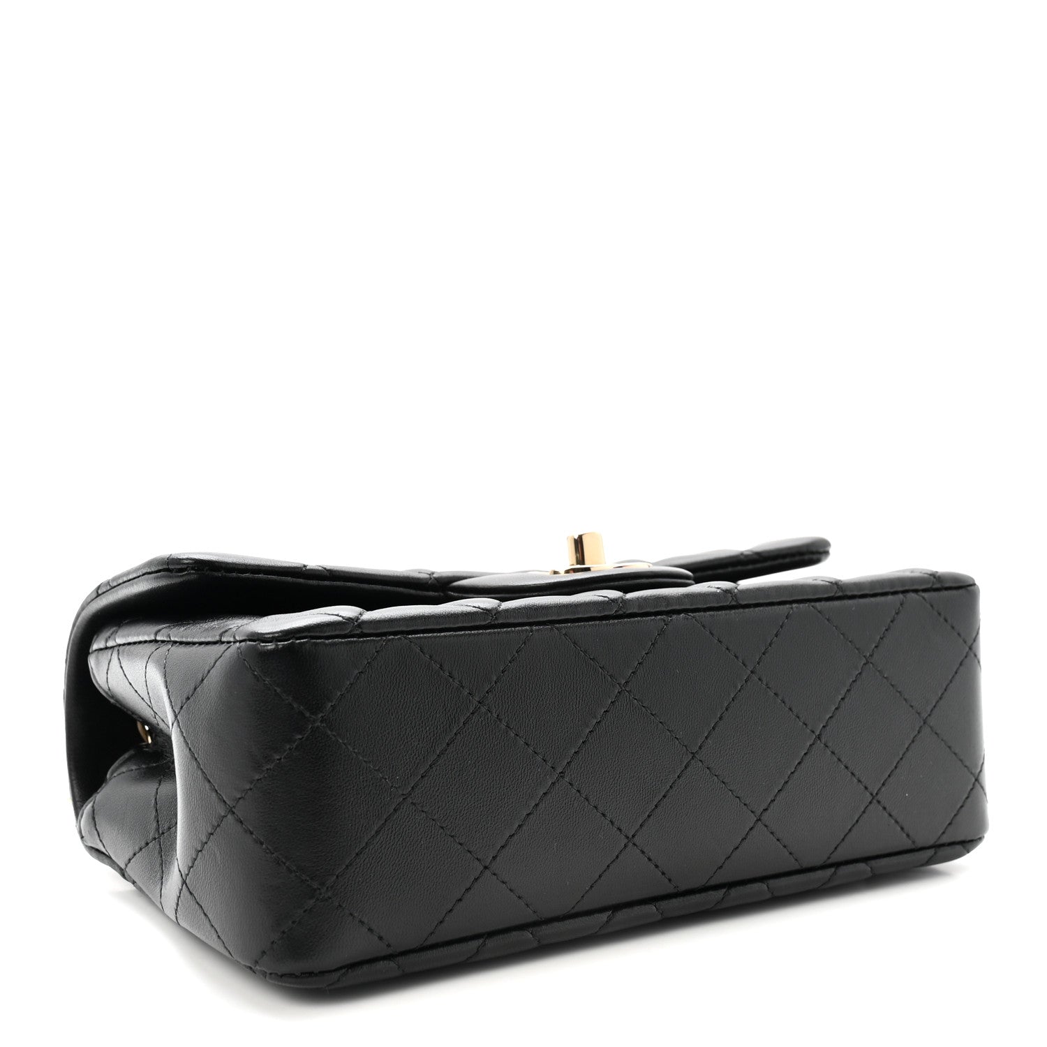 Lambskin Quilted Mini Rectangular Flap  Black