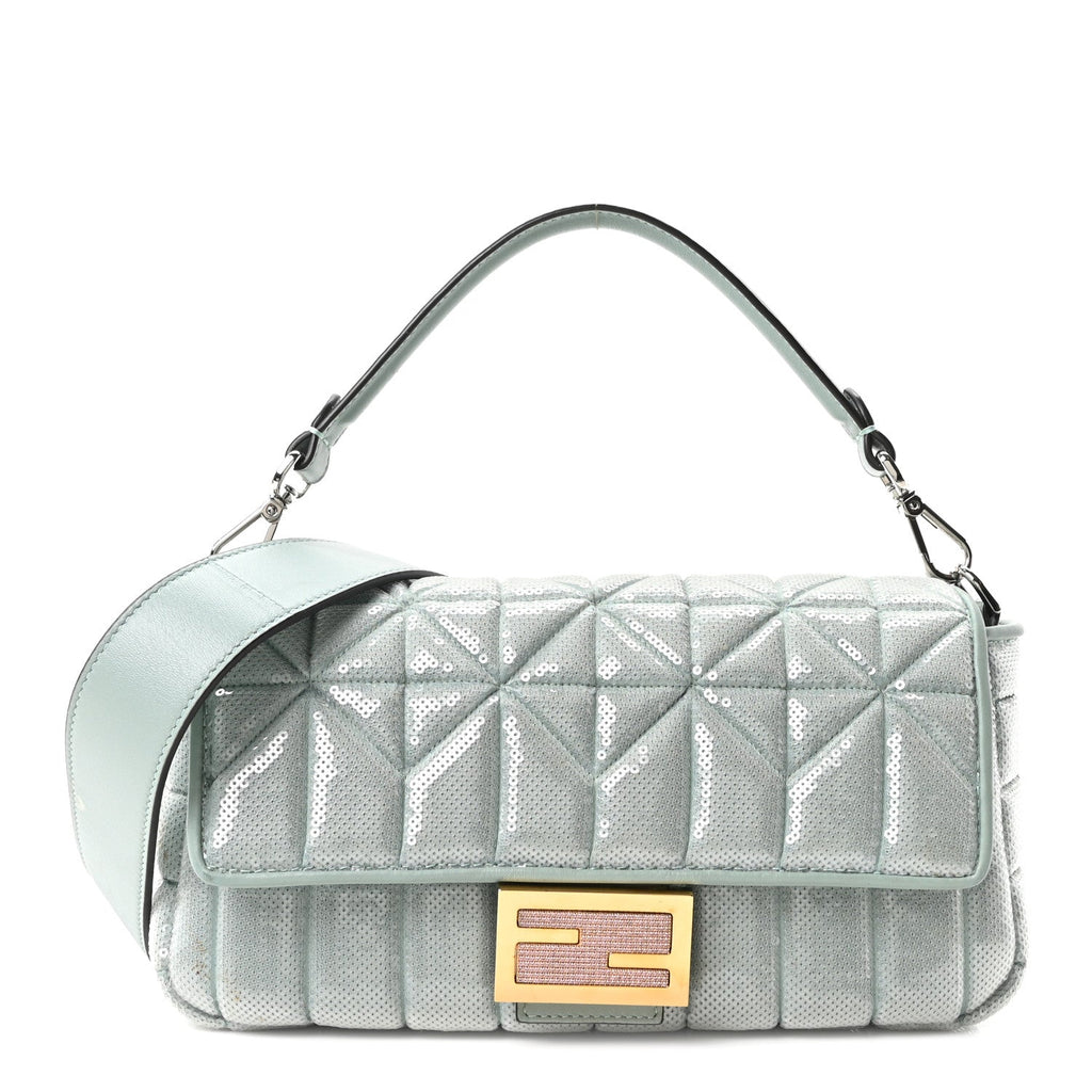 Sequin Paillettes Nappa Baguette Light Blue