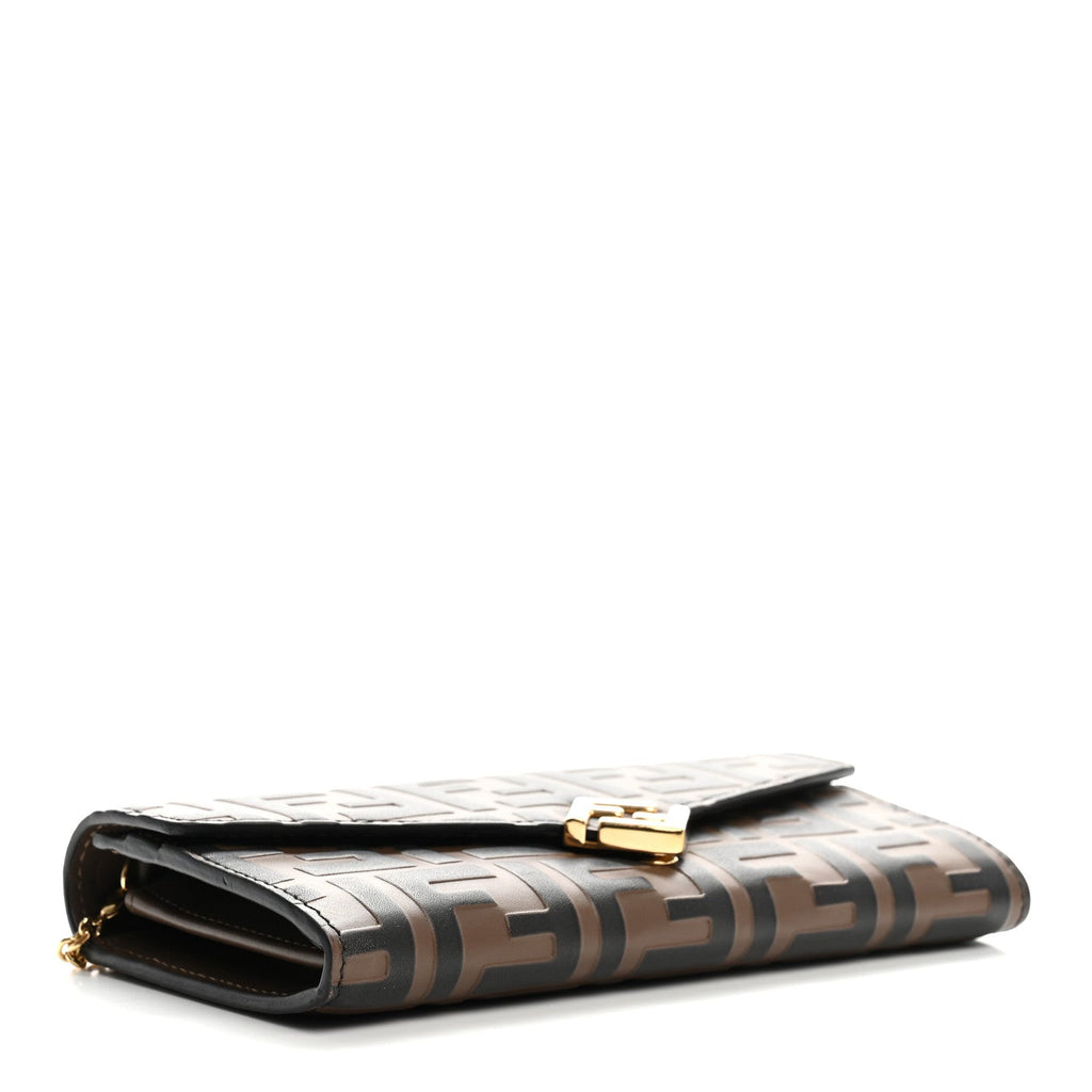 Vitello Soft F is Fendi Bi-Color FF 1974 Embossed Continental Envelope Wallet On Chain Maya Black