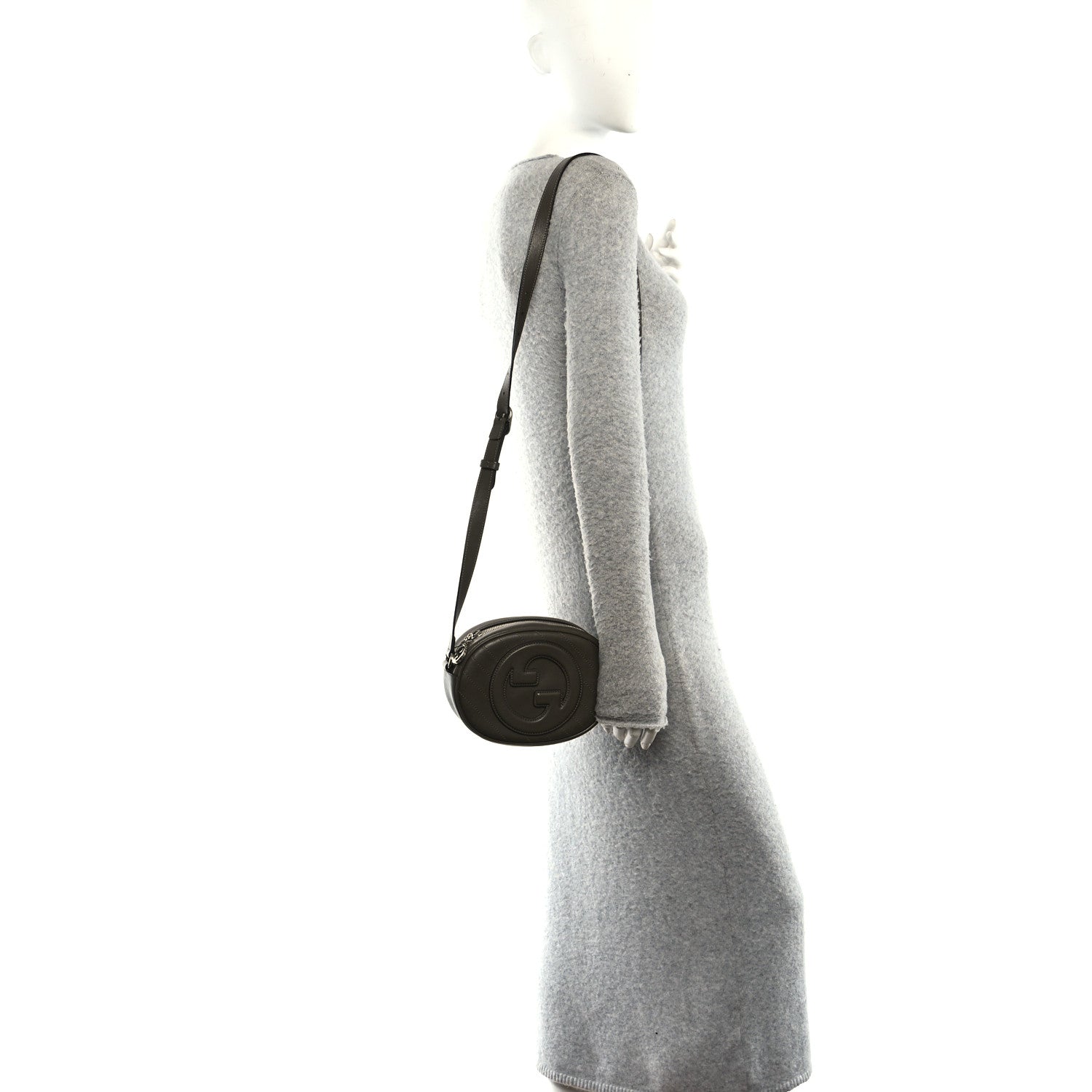 Sakai Be Green Calfskin Diagonal Stitched Mini Blondie Shoulder Bag Craclet Brown