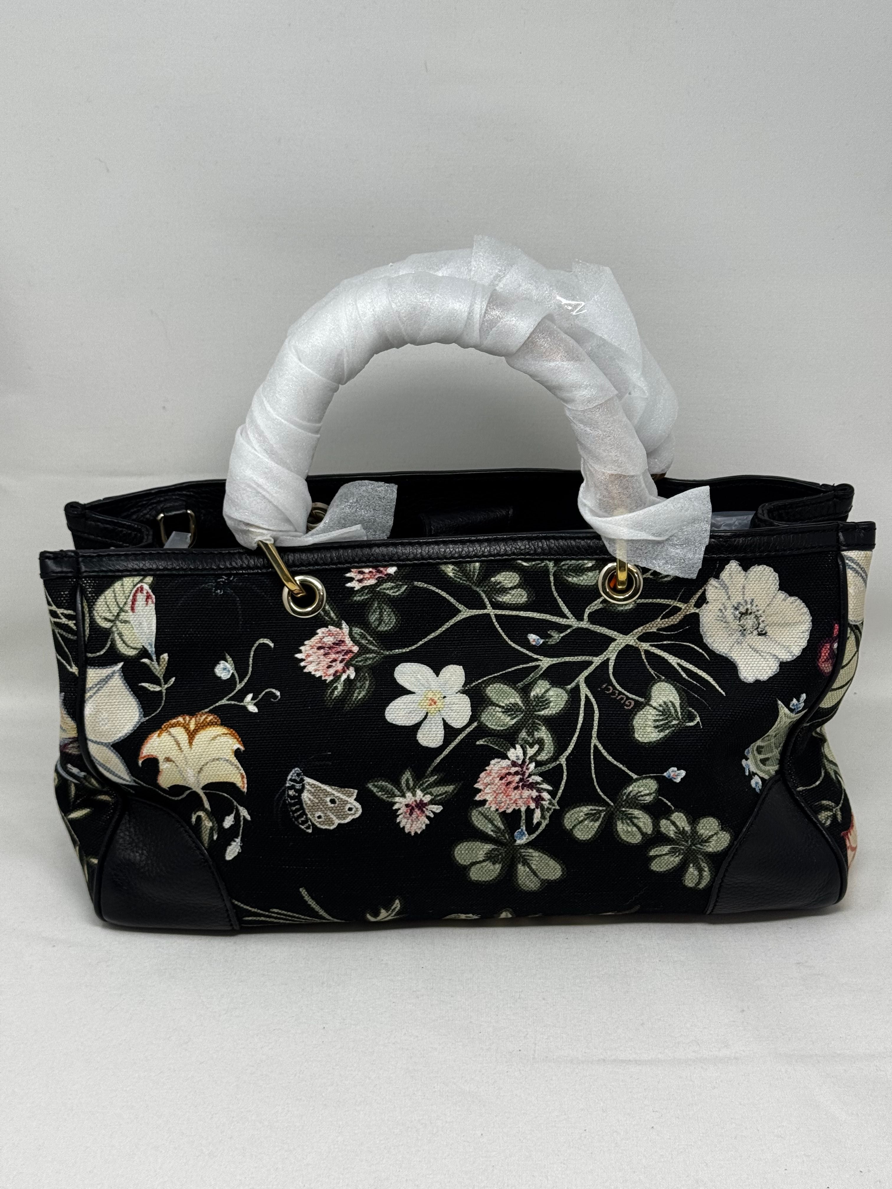 Gucci Flora Knight Bamboo Shopper Large - Black Totes, Handbags BJ1-19