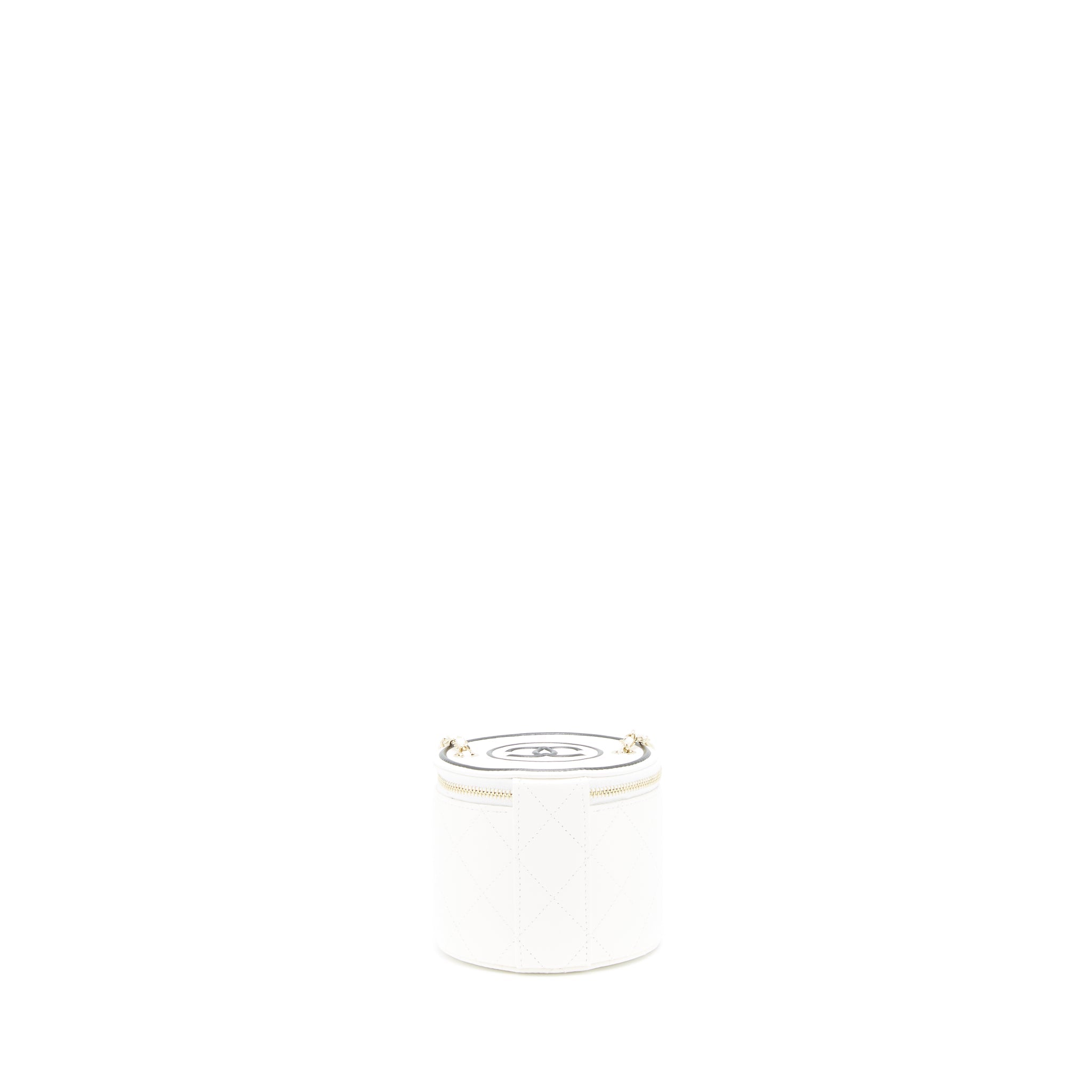 Chanel round vanity with chain white/ black with L