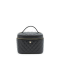 Chanel top handle vanity case caviar black with L