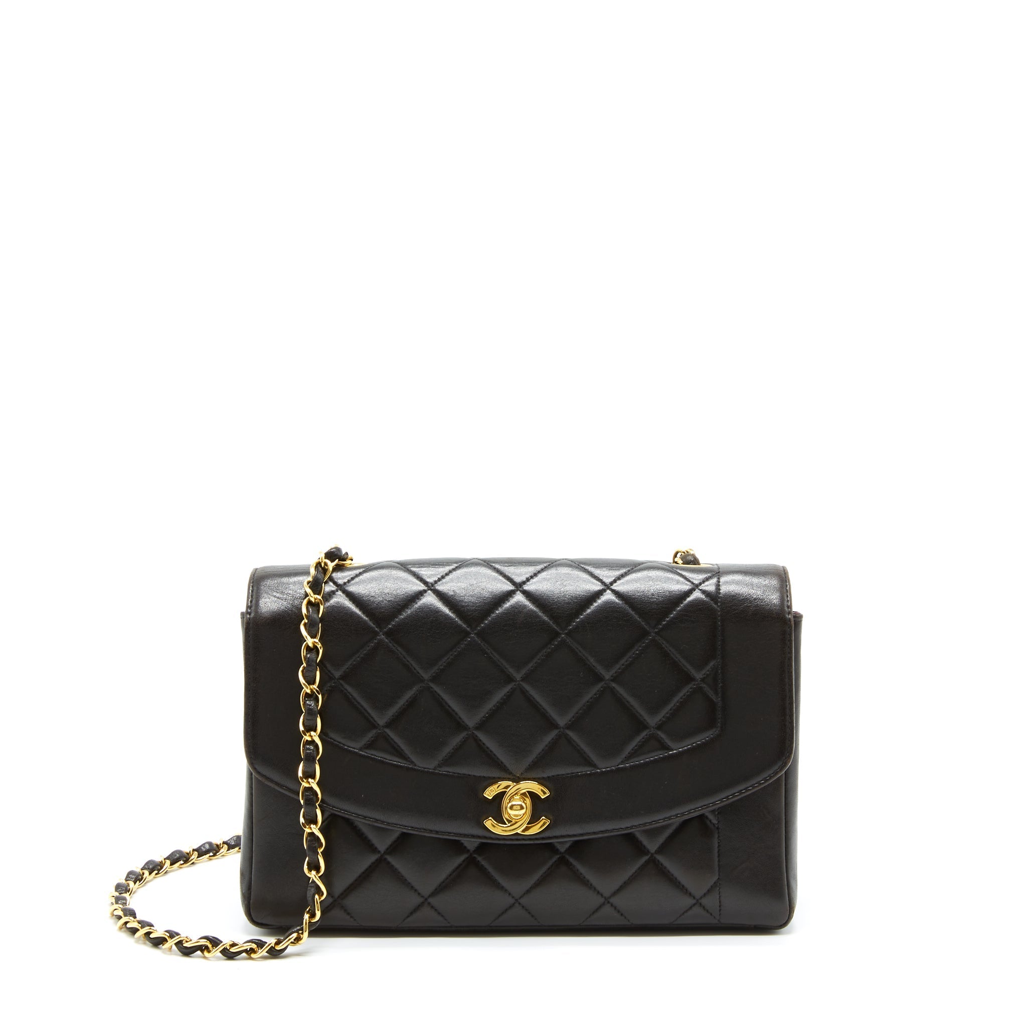 Chanel Vintage Medium Diana Flap Bag Lambskin Black
