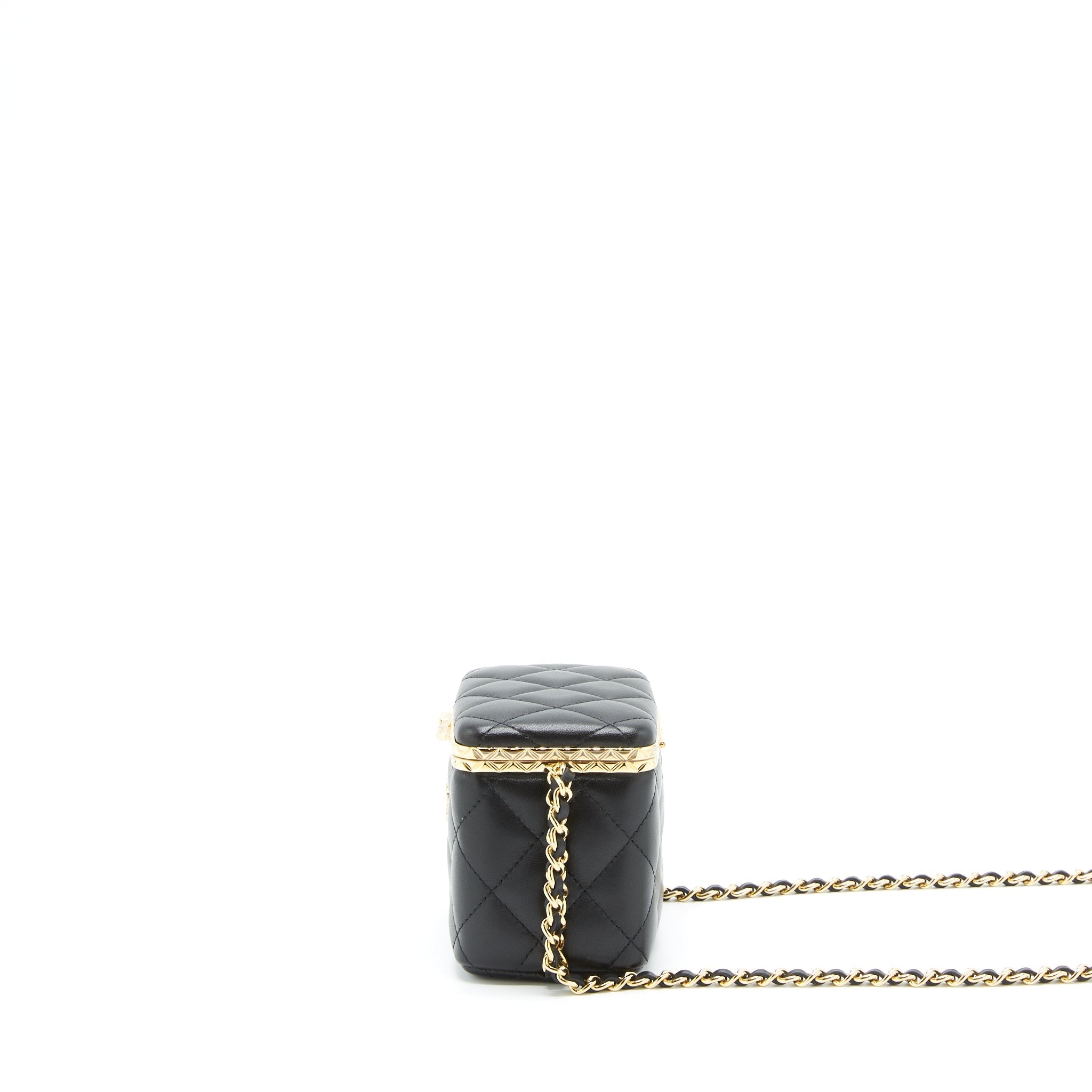 Chanel Small Clip Flap Vanity With Chain Lambskin Black