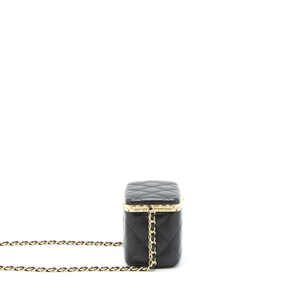 Chanel Small Clip Flap Vanity With Chain Lambskin Black