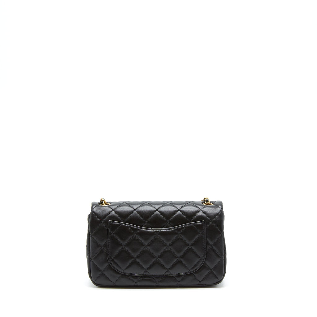 Chanel 22S Pearl Crush Mini Rectangular Flap Bag Lambskin Black