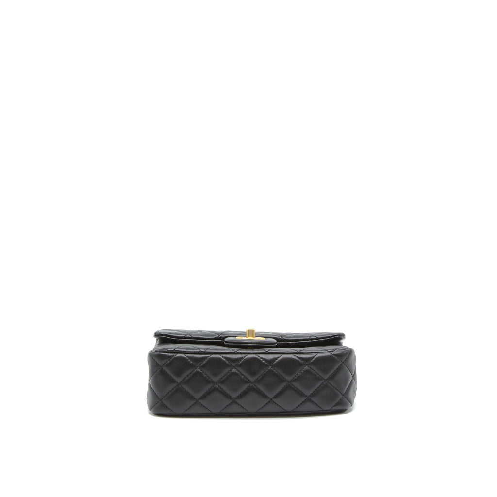 Chanel 22S Pearl Crush Mini Rectangular Flap Bag Lambskin Black