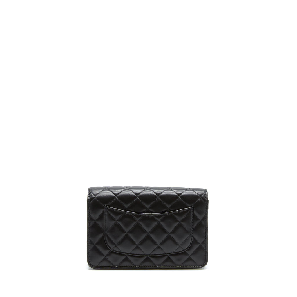 Chanel Pearl Crush Wallet On Chain Lambskin Black