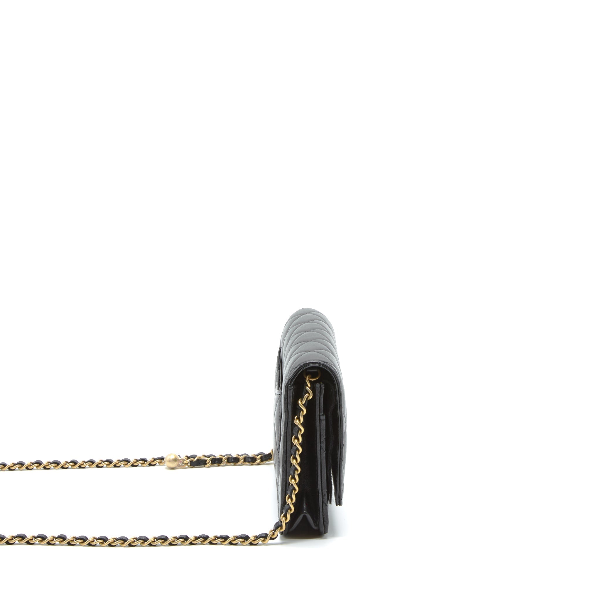 Chanel Pearl Crush Wallet On Chain Lambskin Black