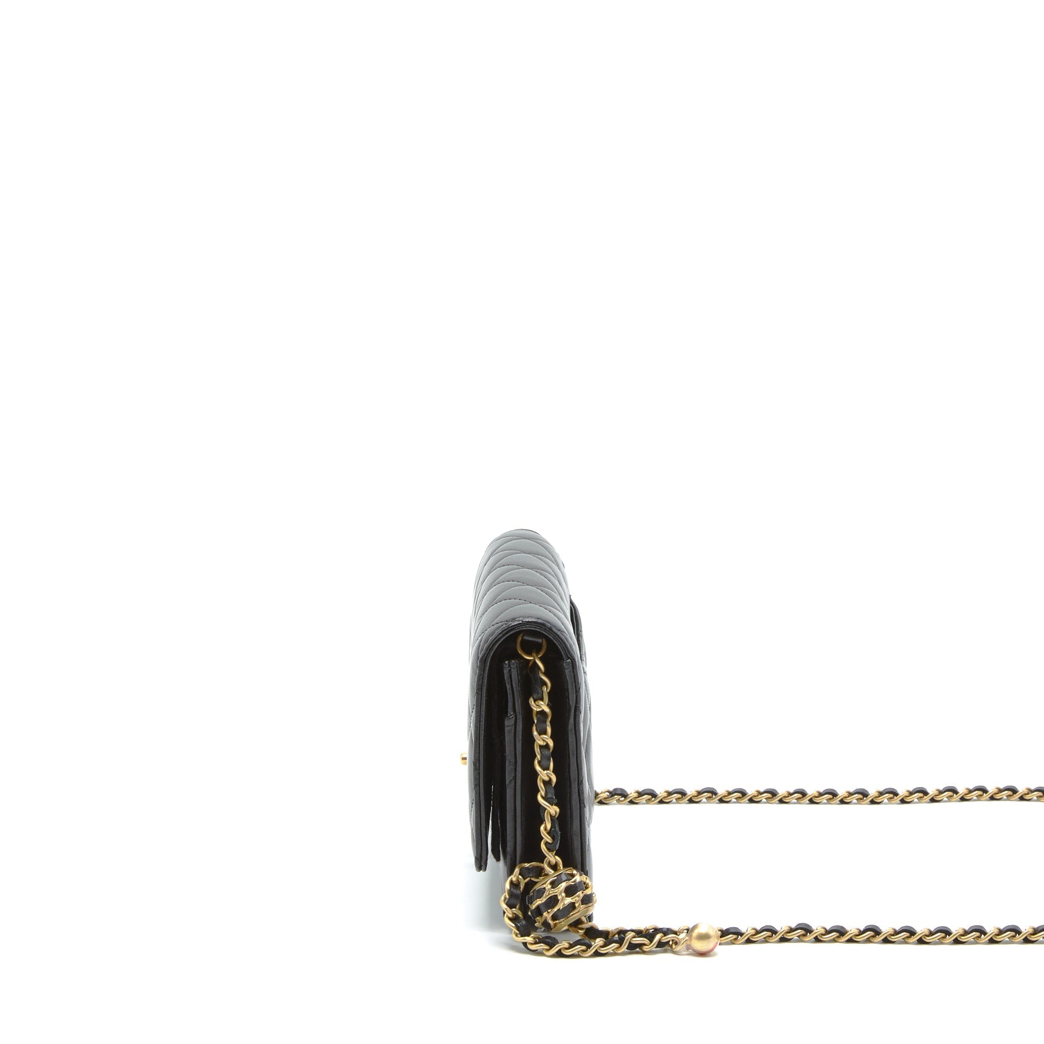 Chanel Pearl Crush Wallet On Chain Lambskin Black