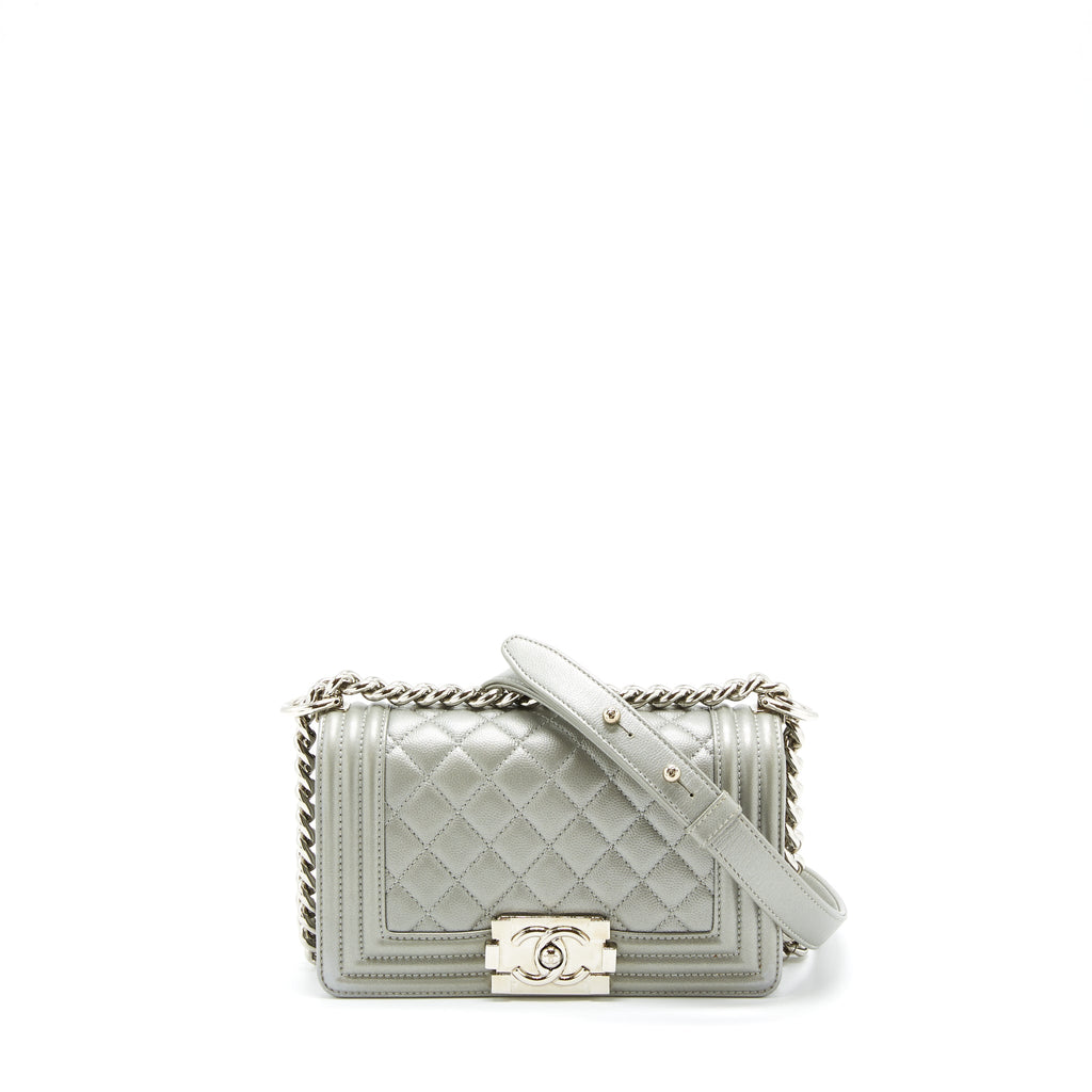 Chanel Small Boy bag Caviar Light Grey