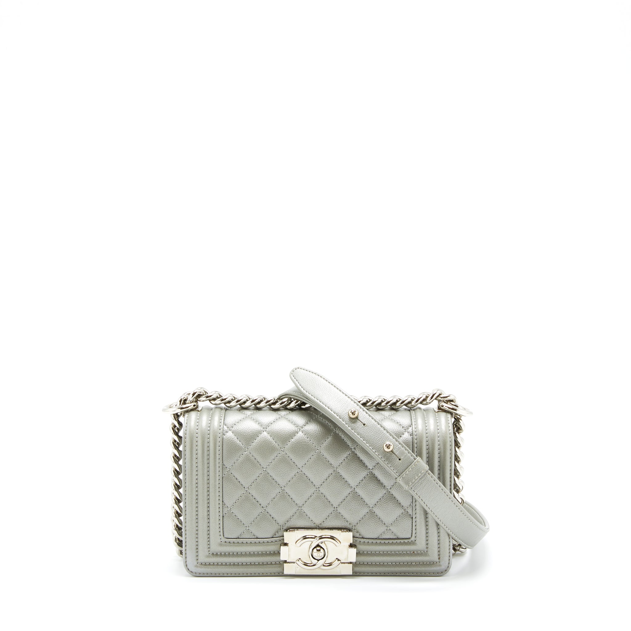 Chanel Small Boy bag Caviar Light Grey