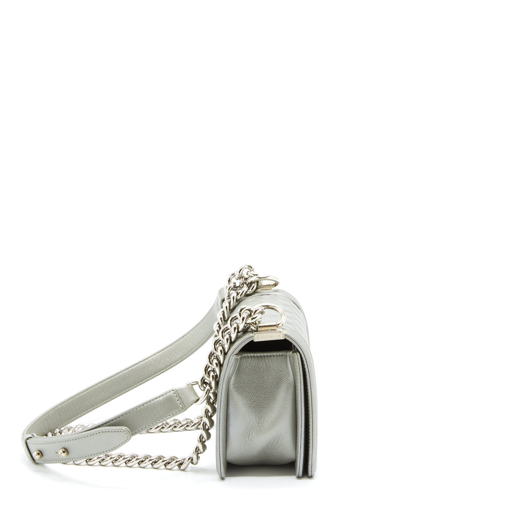 Chanel Small Boy bag Caviar Light Grey