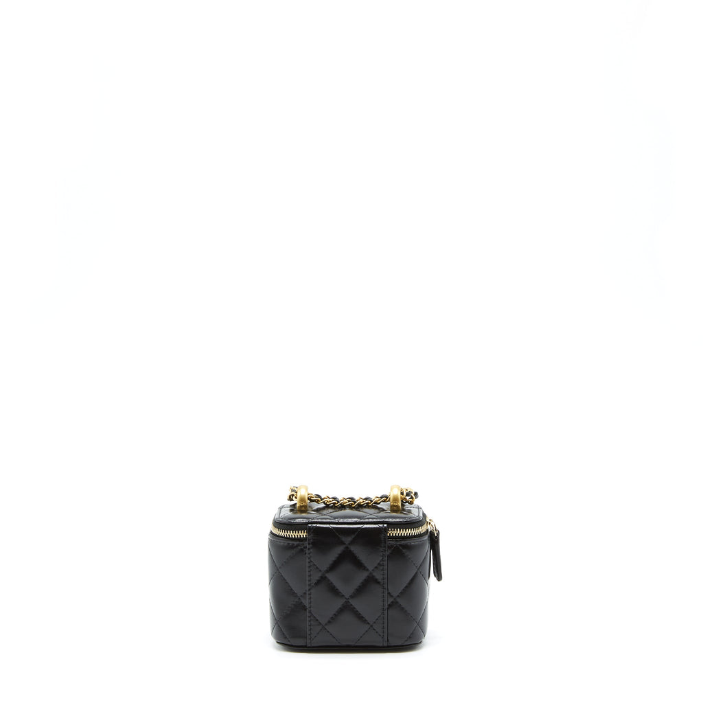 Chanel 21A Gold Crush Mini Vanity Case Calfskin Black Brushed