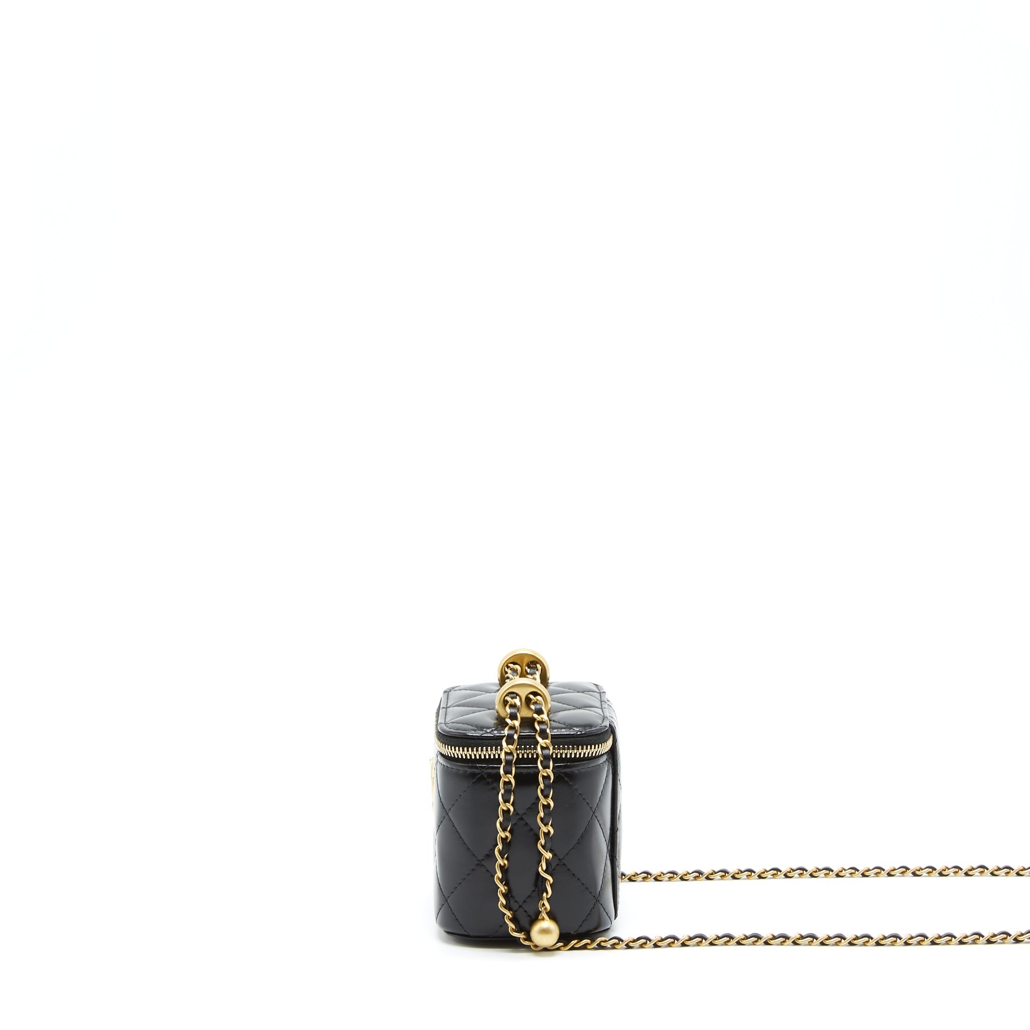 Chanel 21A Gold Crush Mini Vanity Case Calfskin Black Brushed