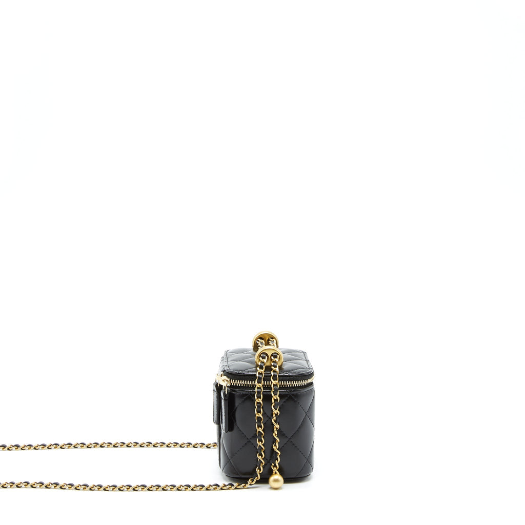 Chanel 21A Gold Crush Mini Vanity Case Calfskin Black Brushed