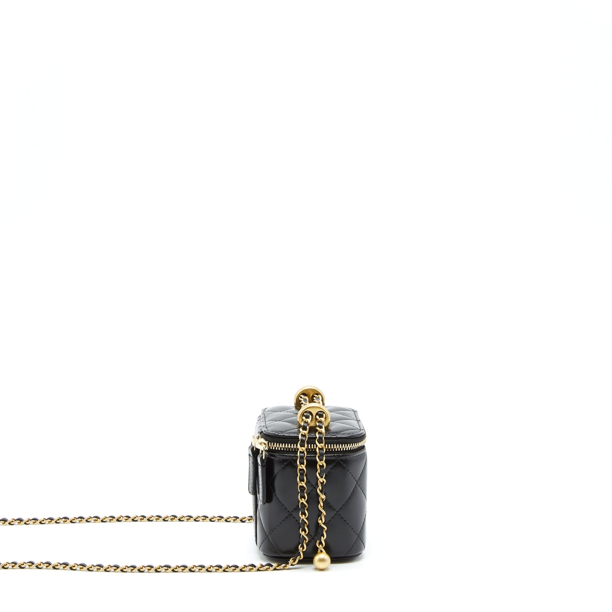 Chanel 21A Gold Crush Mini Vanity Case Calfskin Black Brushed