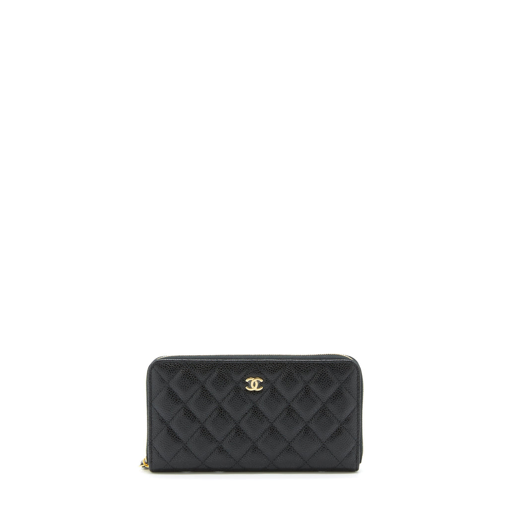 Chanel Zippy Long Wallet Caviar Black