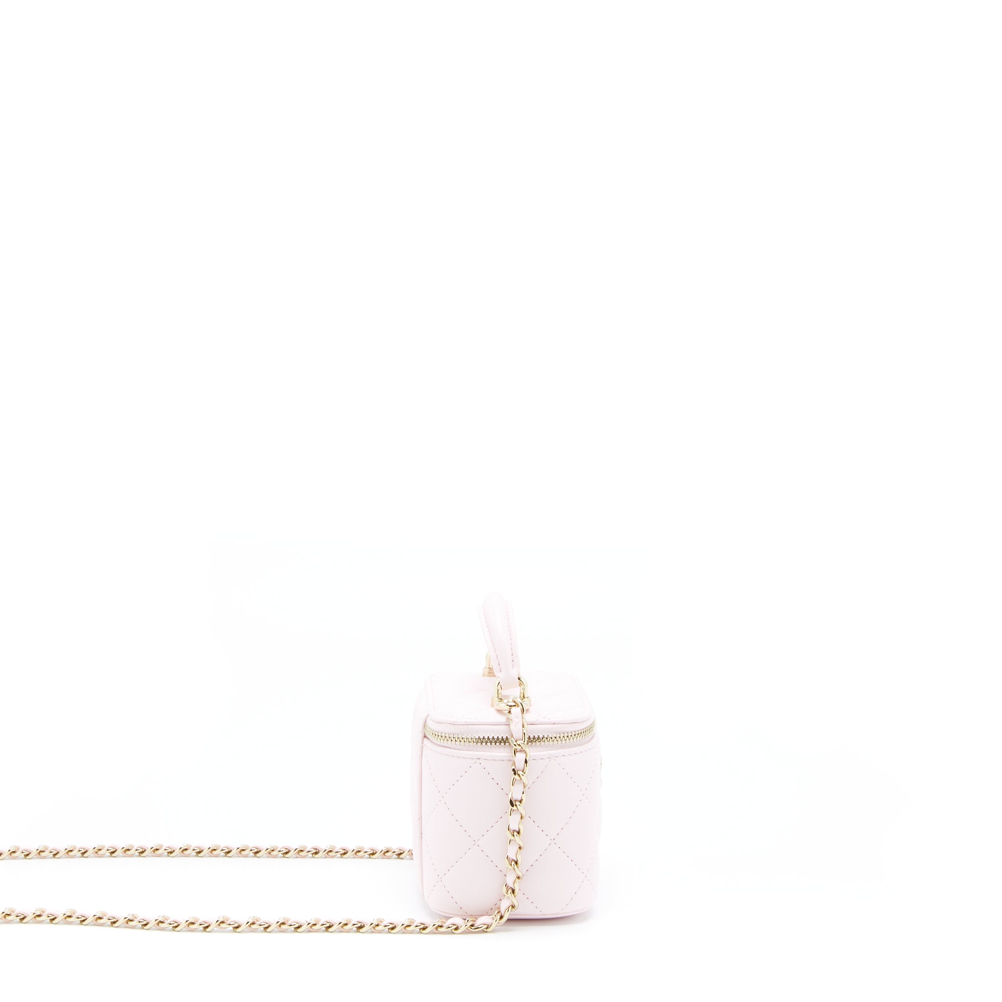 Chanel 22P Top Handle Mini Vanity With Chain Lambskin Light Pink L