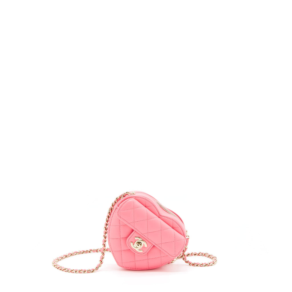 Chanel 22S Small Heart Bag Lambskin Pink L