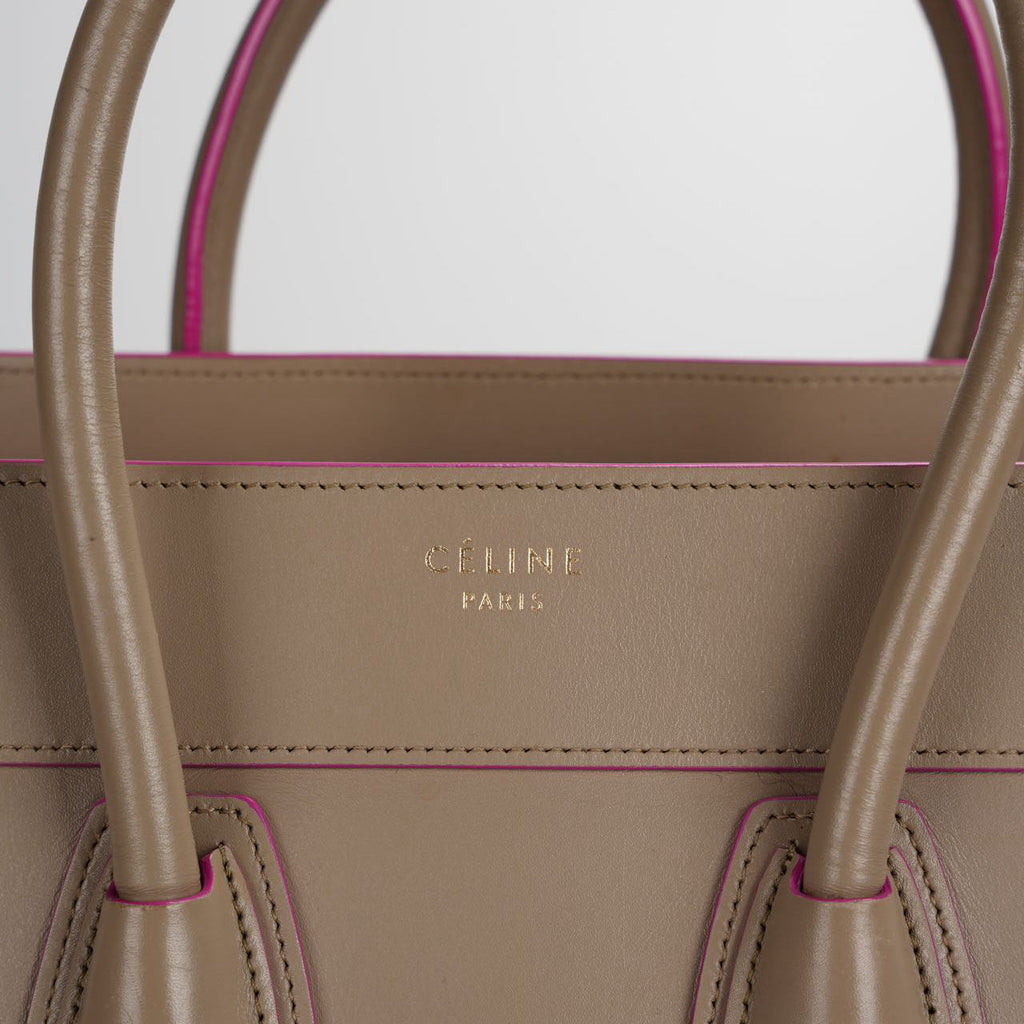 CELINE Calfskin Mini Luggage in Beige