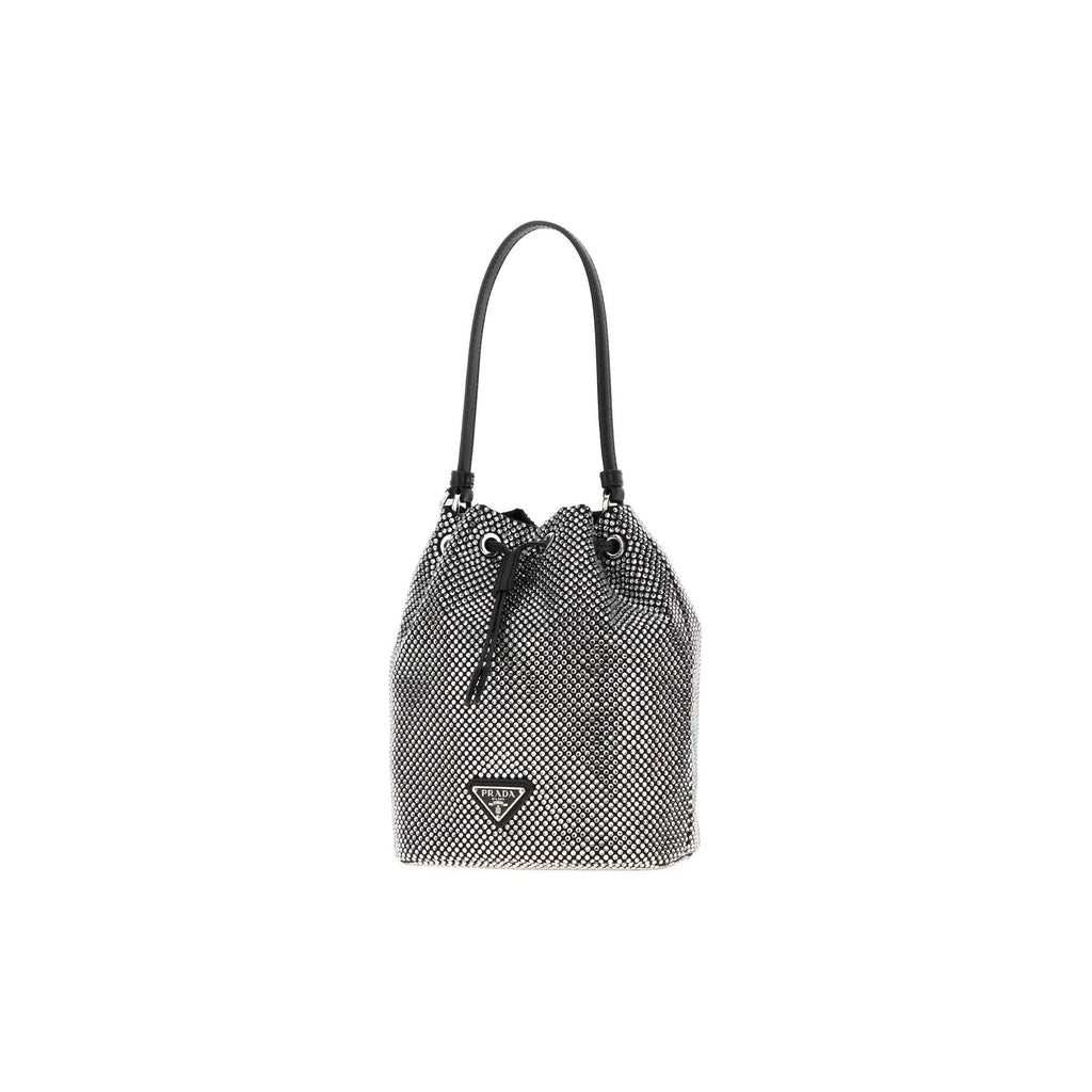 Mini crystal-studded satin bag