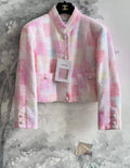 Chanel 23S Pink Painted Cotton Tweed Jacket