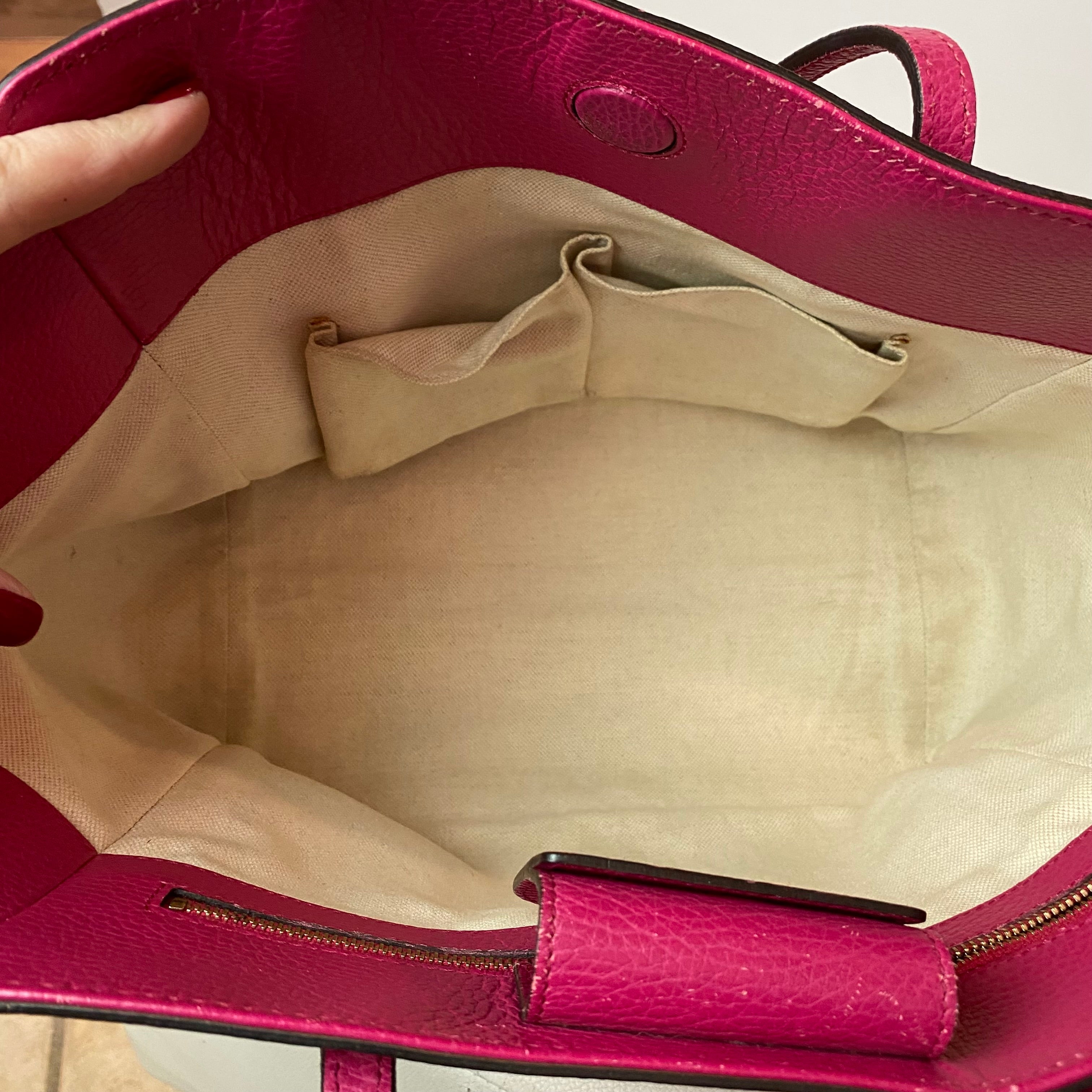 GUCCI Swing Medium Leather Tote Shoulder Bag Pink