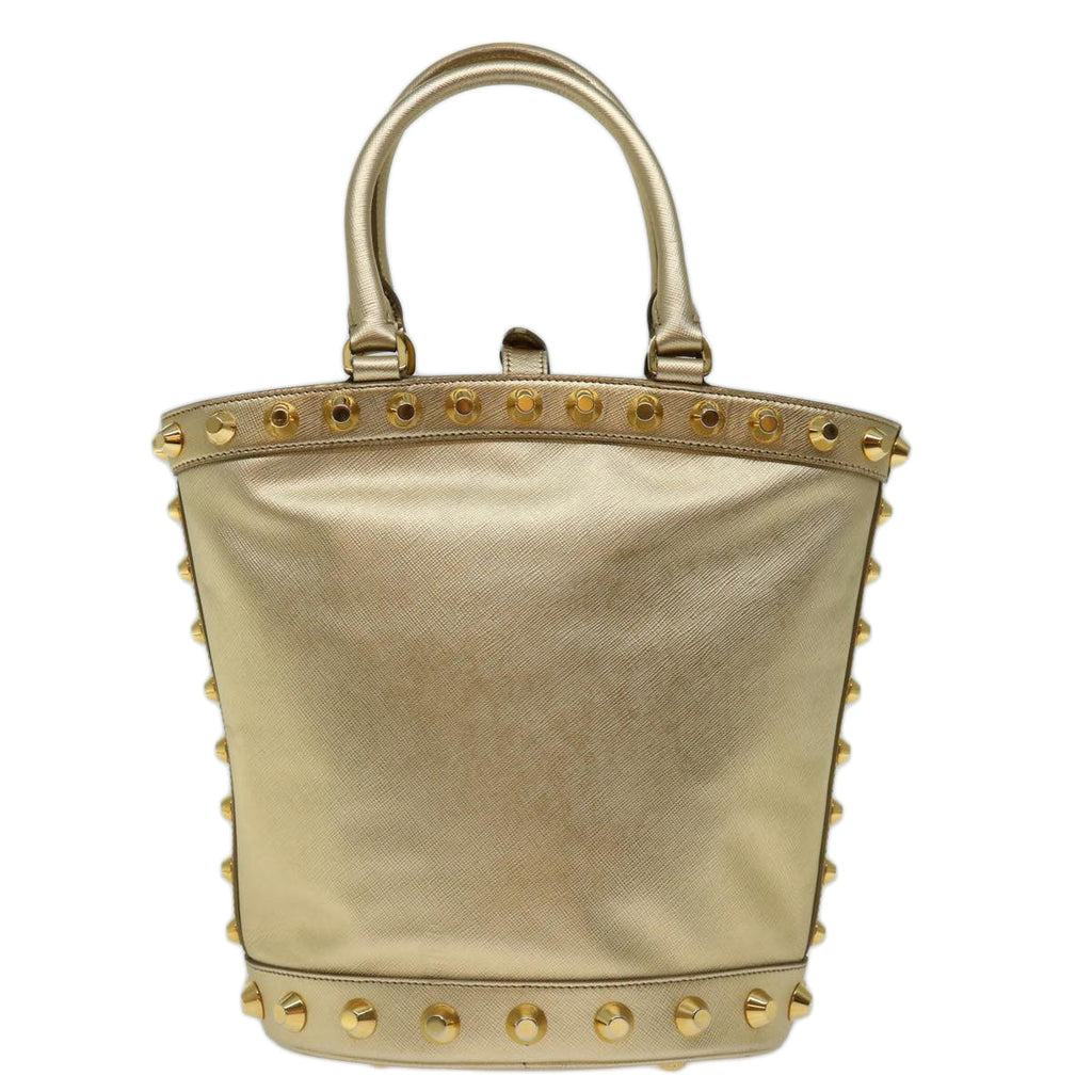 Prada Saffiano Gold Leather Handbag (Authentic  )
