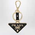 Prada Black Saffiano Leather And Metal Keychain Women