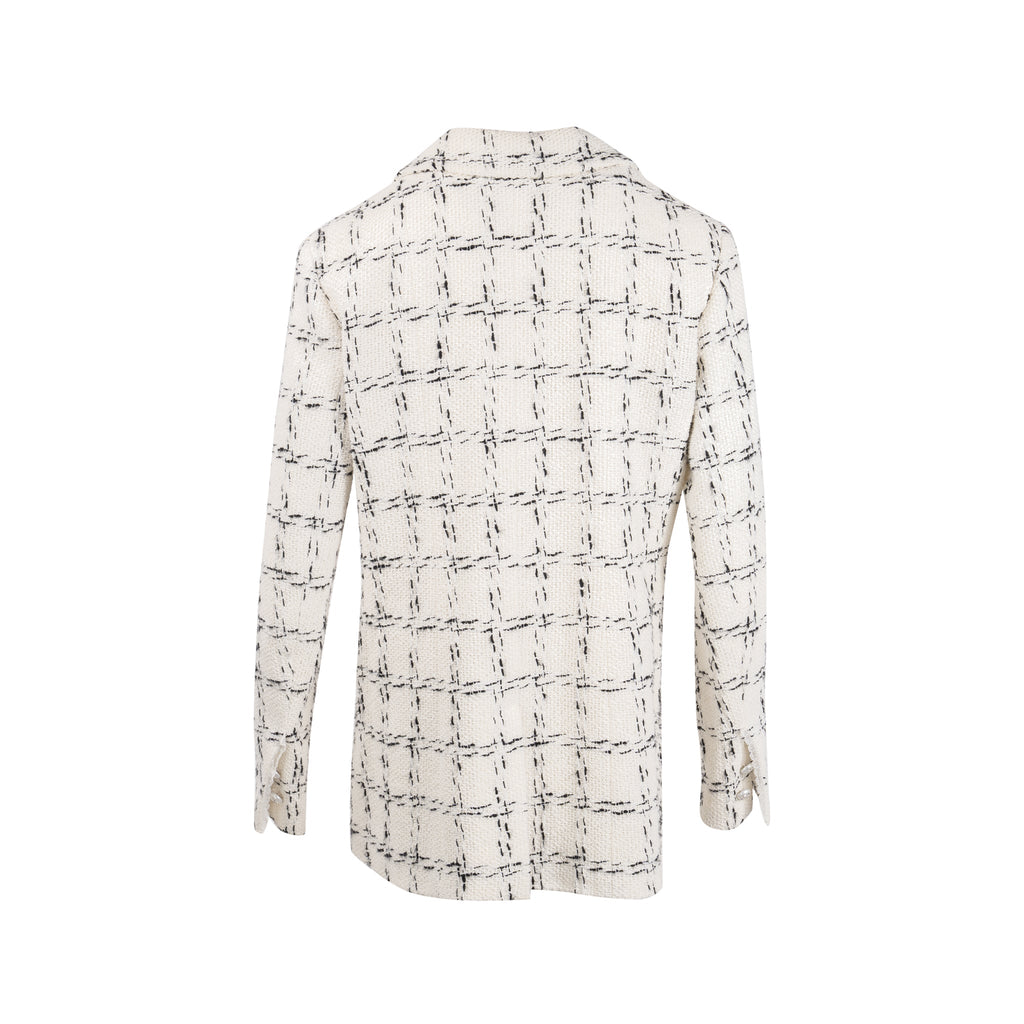 Chanel Size 40 23S Tweed Jacket Cotton White/Black