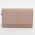 Prada Saffiano Leather Compact Wallet Beige