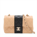Chanel CC Logo Mini Matelasse 20 Lambskin Single Flap Single Chain Bag Beige