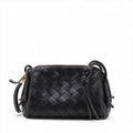 Bottega Veneta Intrecciato Mini Loop Leather Shoulder Bag Black