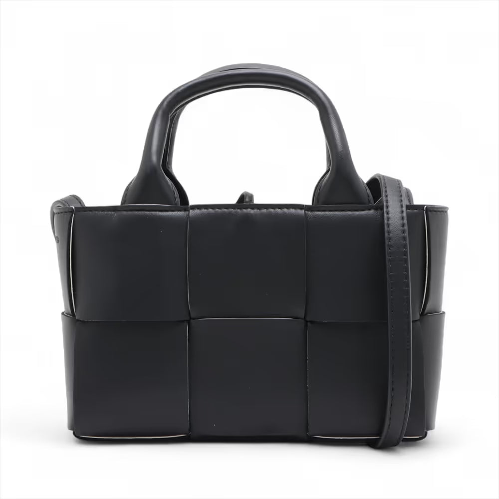 Bottega Veneta Maxi Intrecciato Mini Arco Leather Two-Way Shoulder Bag Black