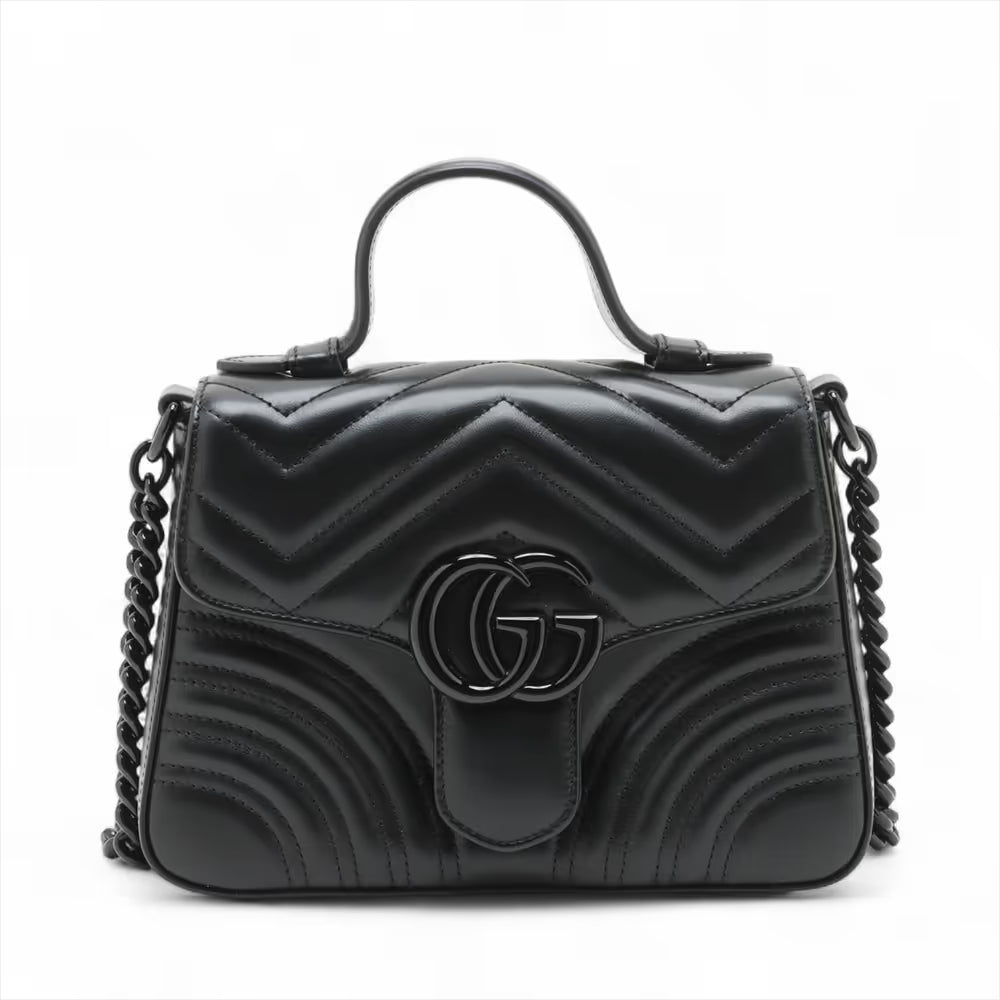 Gucci GG Marmont Leather Two-Way Handbag Black