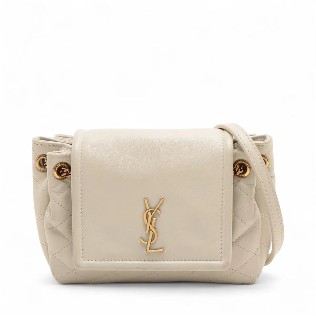 Saint Laurent Paris Mini Nolita Leather Chain Shoulder Bag White