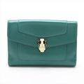 Bvlgari Serpenti Leather Compact Wallet Green x Purple