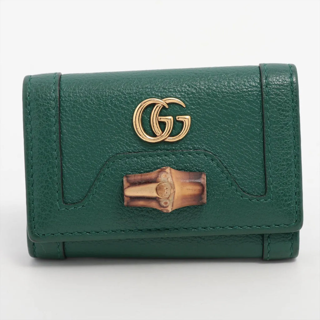 Gucci Bamboo GG Marmont Leather Key Case Green