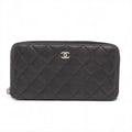 Chanel CC Logo Matelasse Lambskin Zippy Wallet Black
