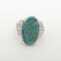 Black Opal Diamond Ring Platinum