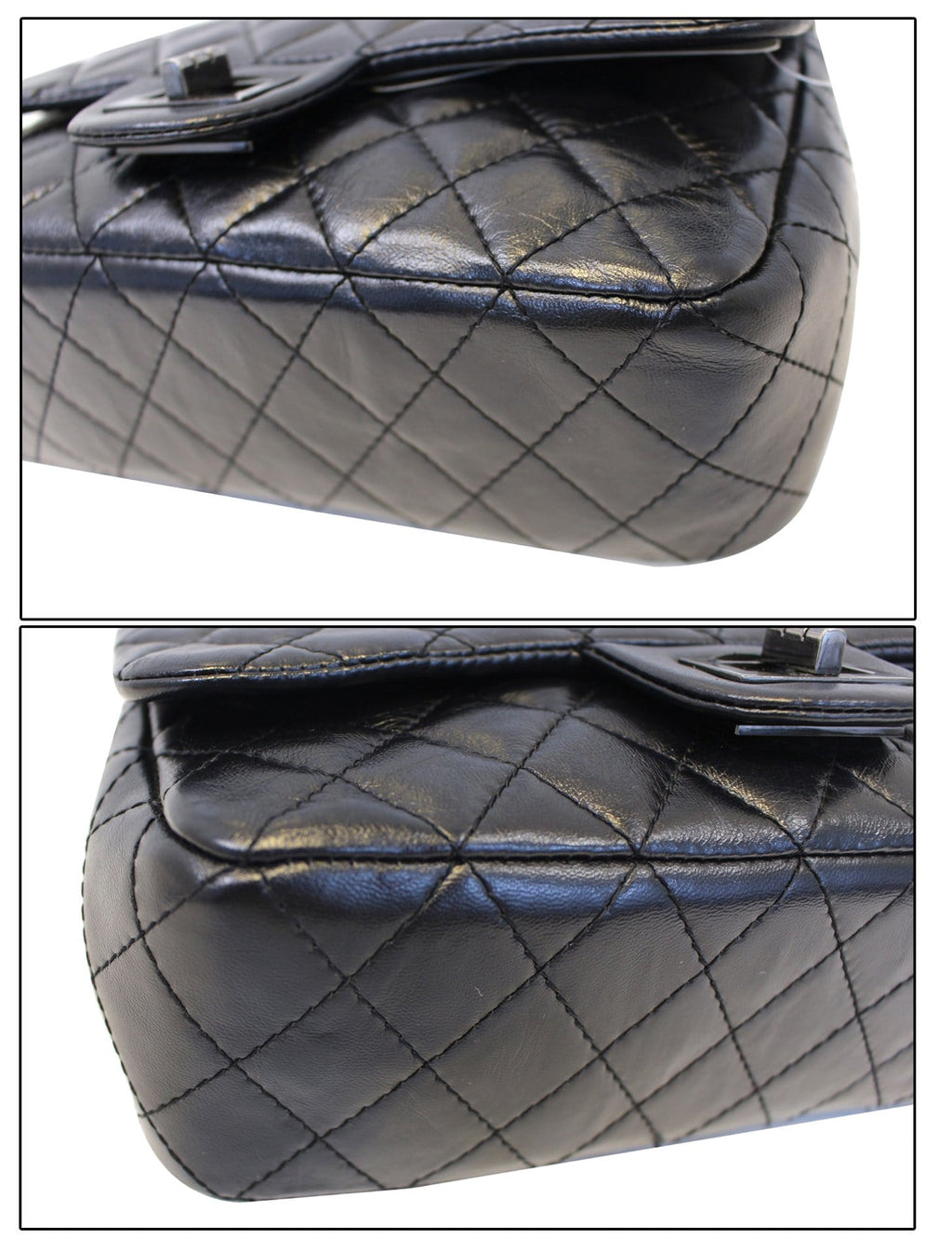 CHANEL Black Metallic Reissue 2.55 Leather Flap Bag
