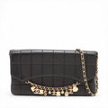 Chanel Chocolate Bar Lambskin Charm Chain Shoulder Bag Black