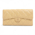 Chanel CC Logo Matelasse Caviar Skin Long Wallet Yellow