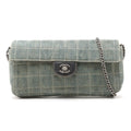 Chanel Chocolate Bar Denim Chain Shoulder Bag Blue