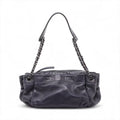 Chanel Logo Lambskin Chain Shoulder Bag Navy Blue